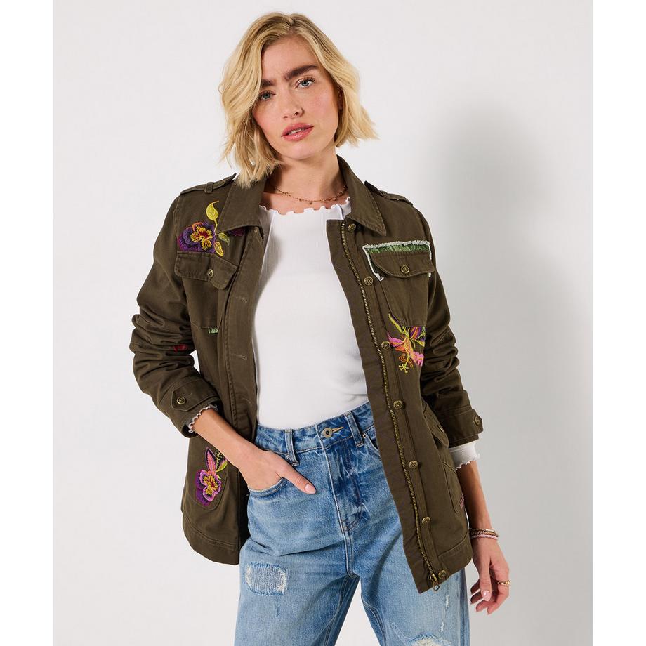 Veste détente brodée style militaire