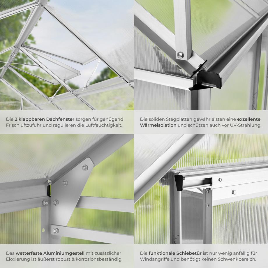 Tectake  Gewächshaus  7,7 m³ Aluminiumrahmen 