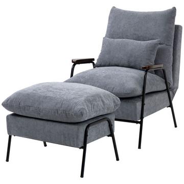 Chaise De Relaxation Tabouret Chaise Tv Fonction Inclinable Dossier Réglable Fauteuil Pouf Coussin Chaise Rembourrée Gris