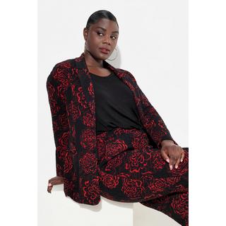 Ulla Popken  Blazer in jersey jacquard con revers e design floreale 