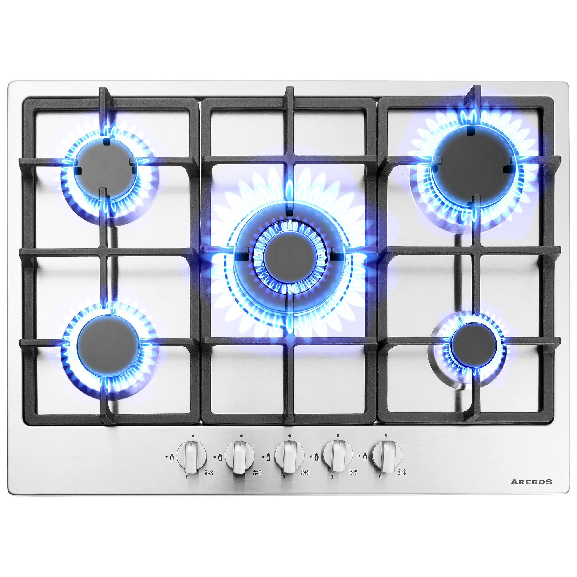 Piano Cottura A Gas 4 Fuochi | Vetro Temprato | Per Gas Naturale O Propano | Sicurezza Termocoppia
