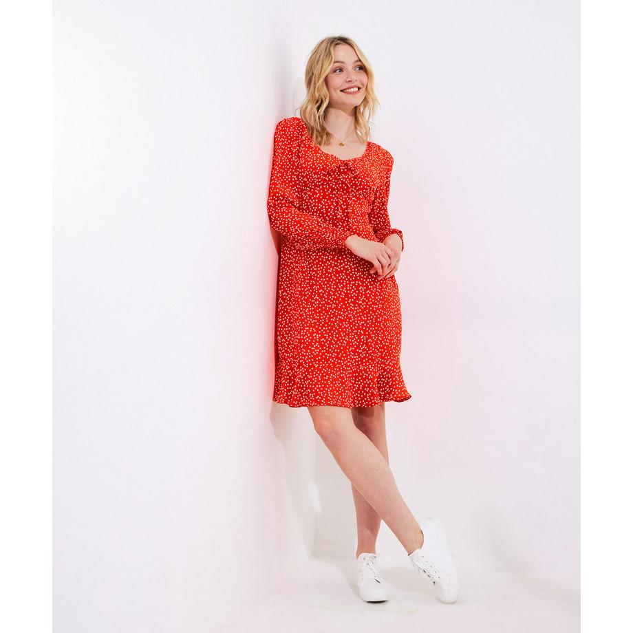 Joe Browns Gepunktetes Mini-Kleid mit Krawattenausschnitt  