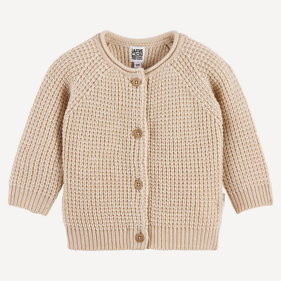 Baby Grobstrick-Cardigan mit rundem Ausschnitt
