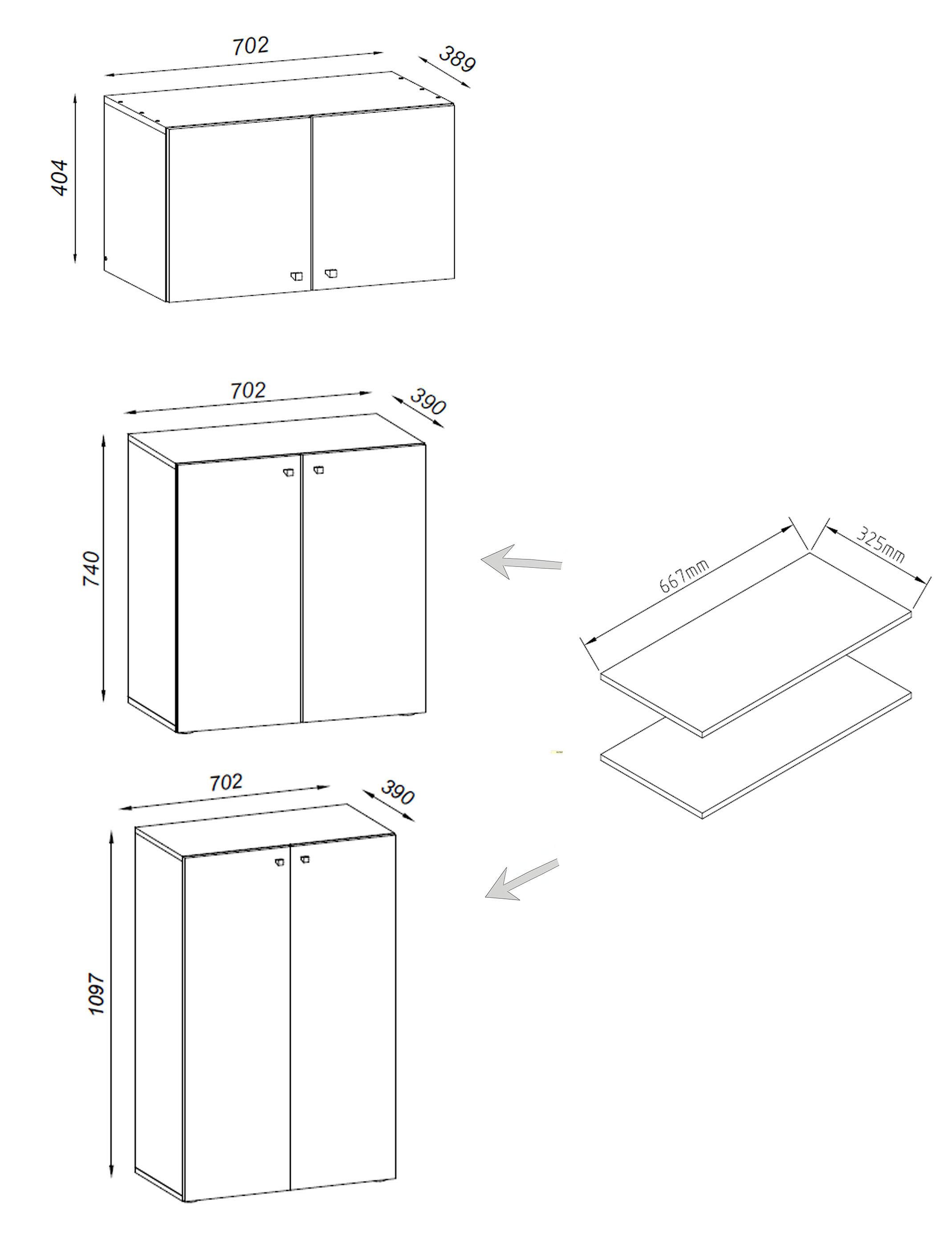 VCM XXL Armoire de bureau en bois Armoire à dossiers Livres Meubles de bureau Classeur Lona 5x A  