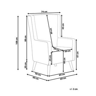 Beliani Poltrona Wingback en Velluto Retrò ONEIDA  