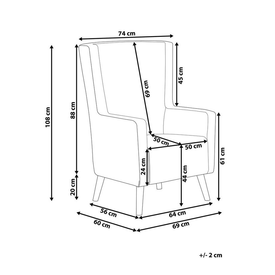 Beliani Fauteuil à oreilles en Velours Rétro ONEIDA  