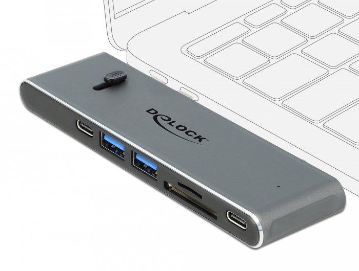 DeLock  87752 Notebook-Dockingstation & Portreplikator Kabelgebunden USB 3.2 Gen 1 (3.1 Gen 1) Type-C Grau 