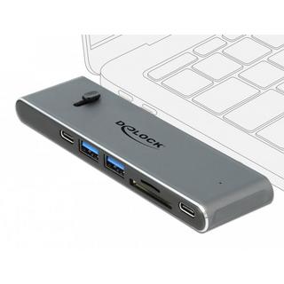 DeLock  87752 Notebook-Dockingstation & Portreplikator Kabelgebunden USB 3.2 Gen 1 (3.1 Gen 1) Type-C Grau 