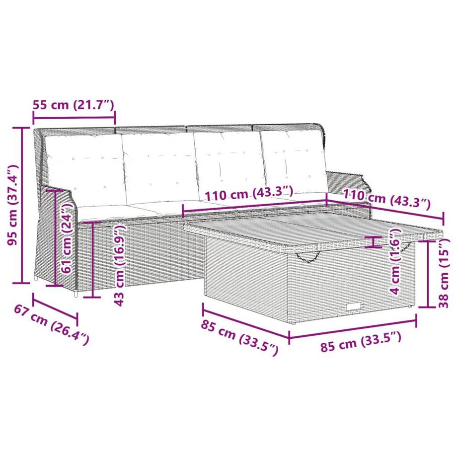 VidaXL set salotti da giardino Polirattan  