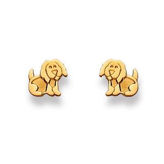 MUAU Schmuck  Ohrstecker Hund Gelbgold 750, 7mm 