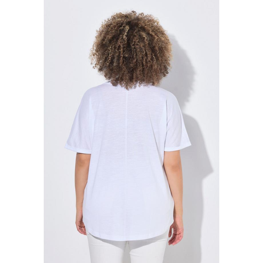 Ulla Popken T-Shirt Oversize Girocollo Mezza Manica Stampa Creature Marine  