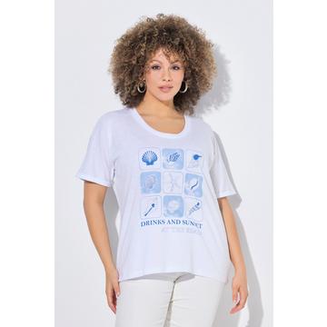 T-shirt dal taglio oversize con animali marini, scollo a girocollo e mezze maniche