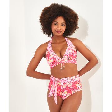 Halfter-Bikinioberteil mit recyceltem Paisley-Blumenmuster