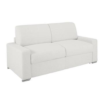 Canapé 2 places convertible express en simili blanc - Couchage lattes larges 120 cm - Matelas 18 cm avec mémoire de forme CALITO