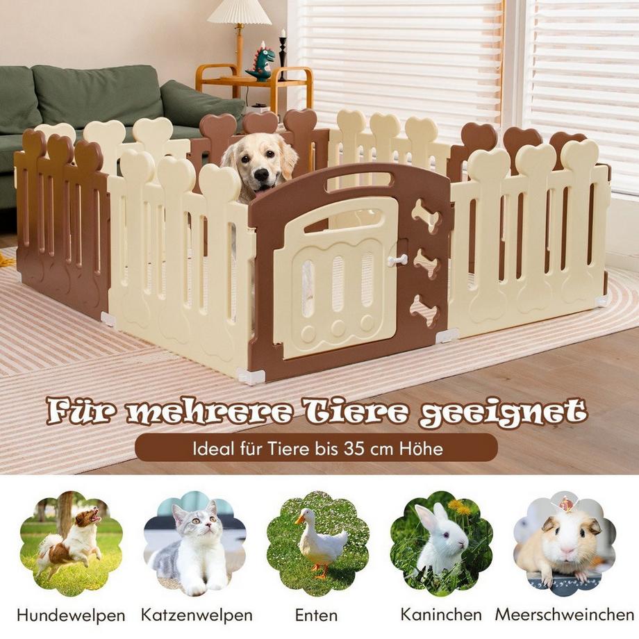 Northix  Parc pour animaux de compagnie à 8 panneaux, enclos d'exercice pour animaux de compagnie, clôture pour animaux de compagnie jusqu'à 35 cm de hauteur 