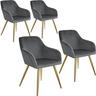 Tectake 4 Chaises MARILYN Effet Velours Style Scandinave  