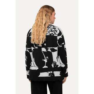 Ulla Popken  Pullover con Jacquard, glitter, scollo a girocollo e maniche lunghe 