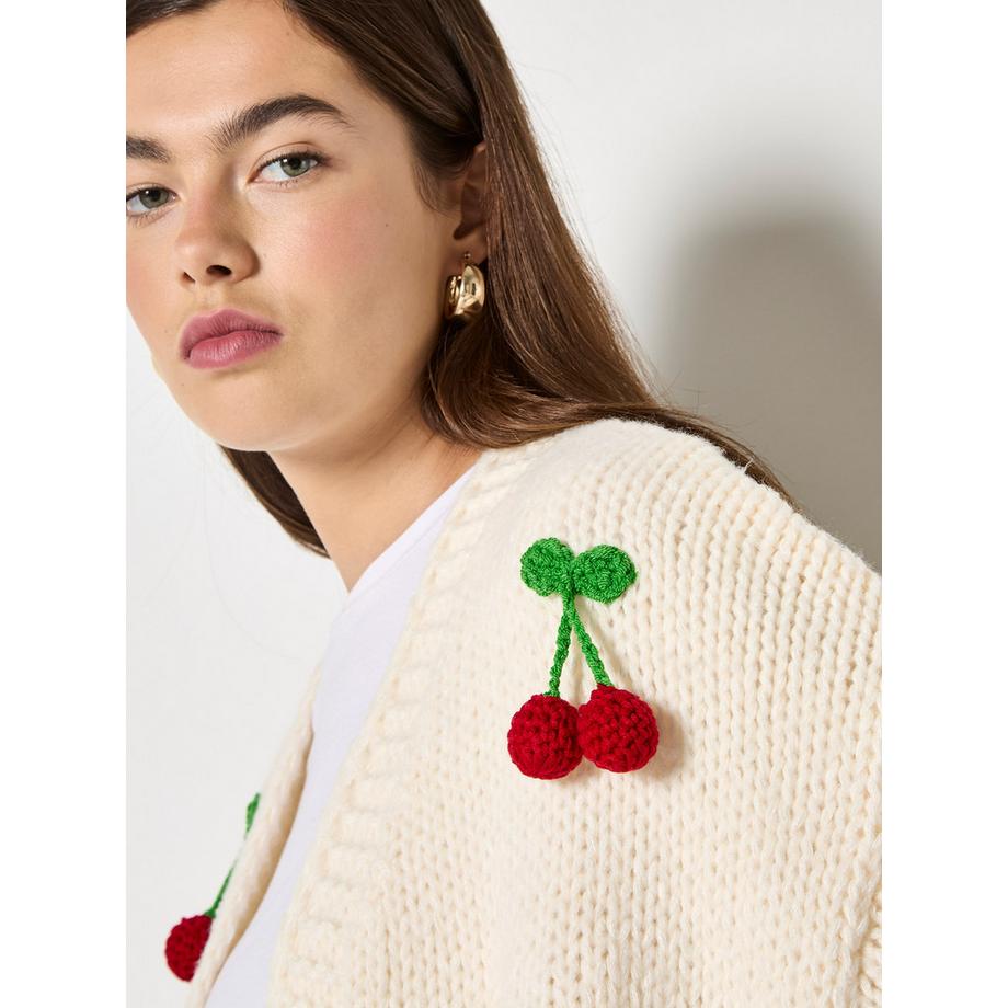 APRICOT Cardigan en maille épaisse à motif cerise  