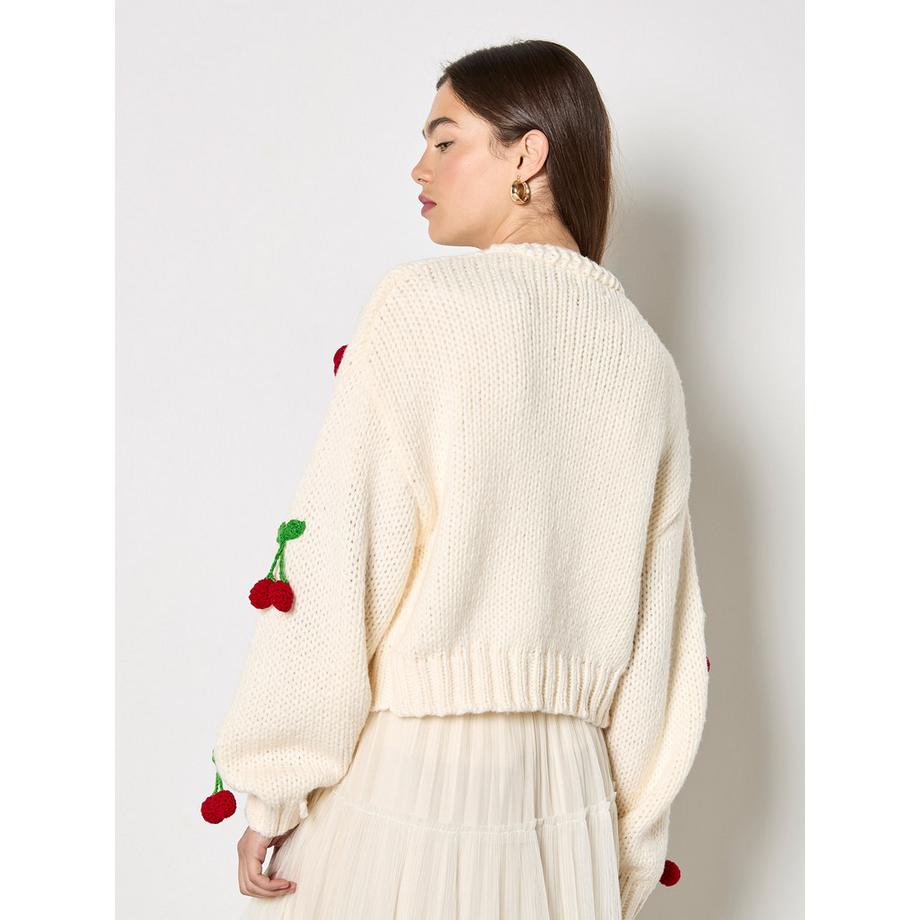 APRICOT Cardigan en maille épaisse à motif cerise  
