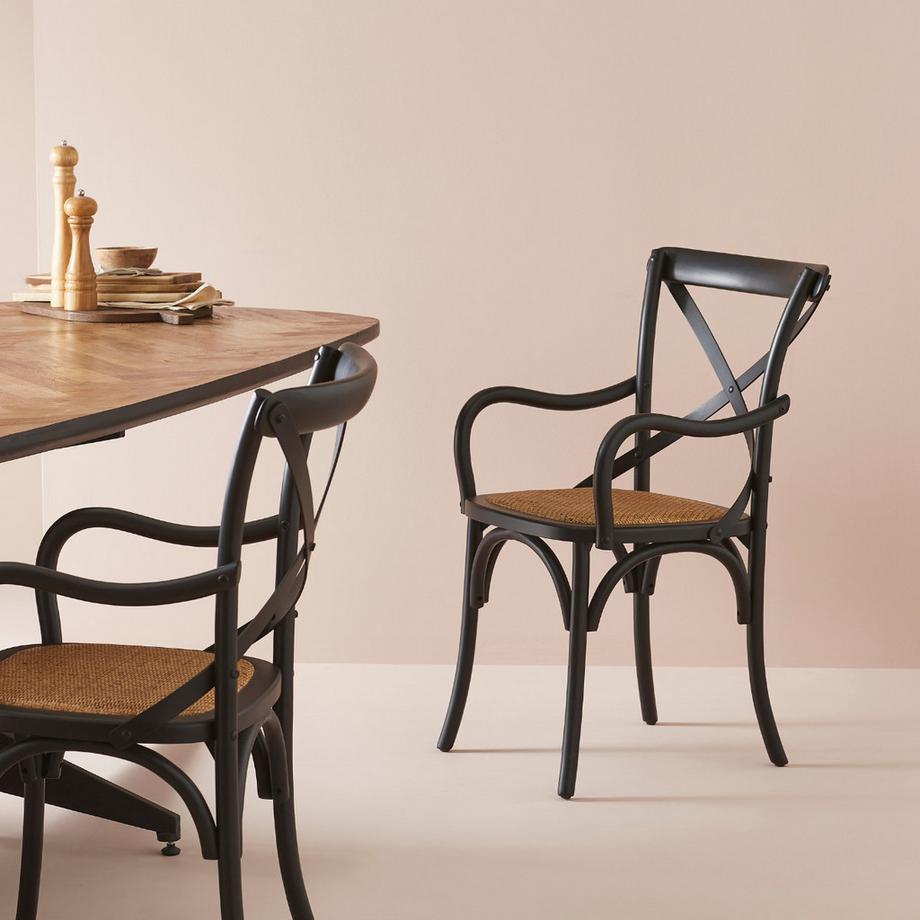 Calicosy Set aus 2 Bridge-Sesseln aus Massivholz und Wiener Geflecht L62 cm - BISTROT  