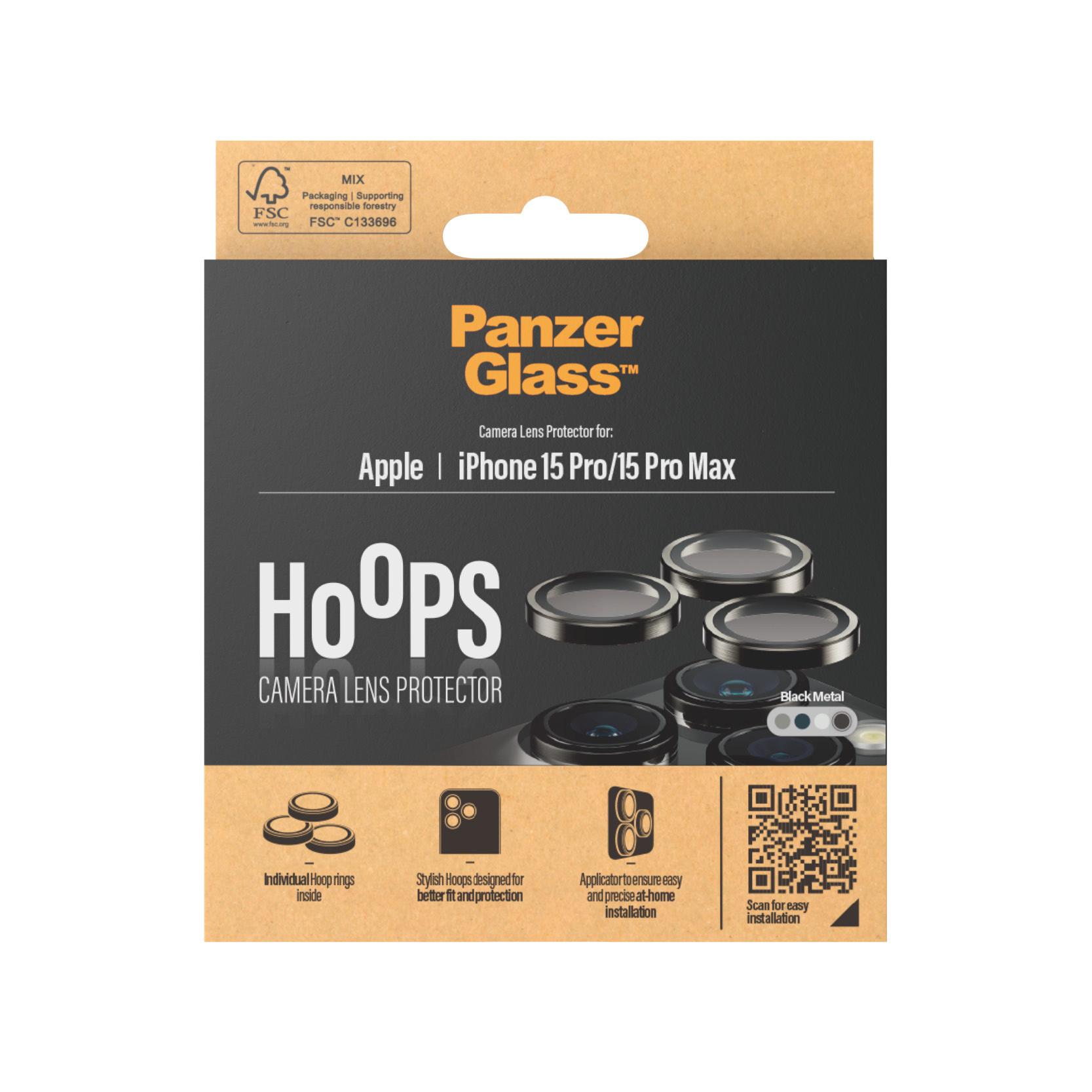 PanzerGlass  ® Hoops® Kameraschutz iPhone 15 Pro | 15 Pro Max | Schwarzes Metall 