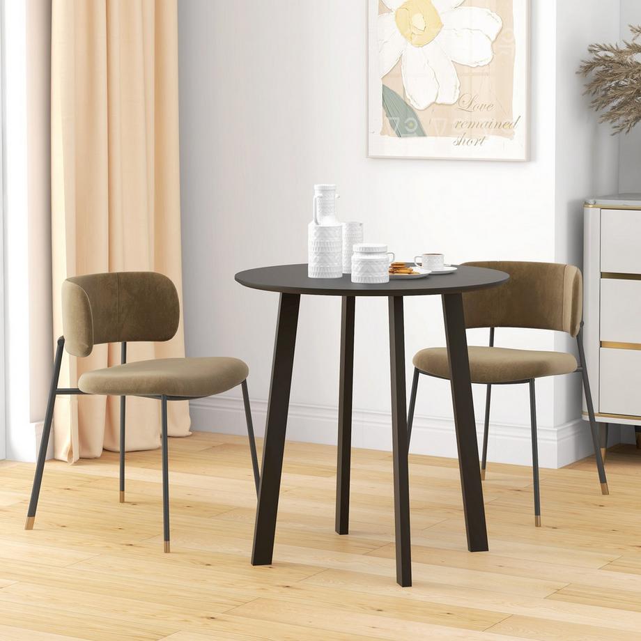 Northio Tavolo da pranzo tavolo da cucina rotondo tavolino da salotto tavolo da pranzo con gambe inclinate per cucina sala da pranzo soggiorno design moderno nero 72 x 72 x 75 cm  