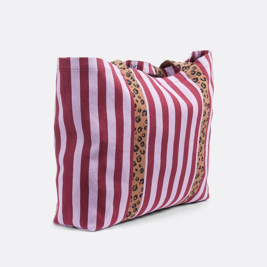 La Redoute Collections Gestreifte Tote Bag mit Leopardenmuster Henkeln  
