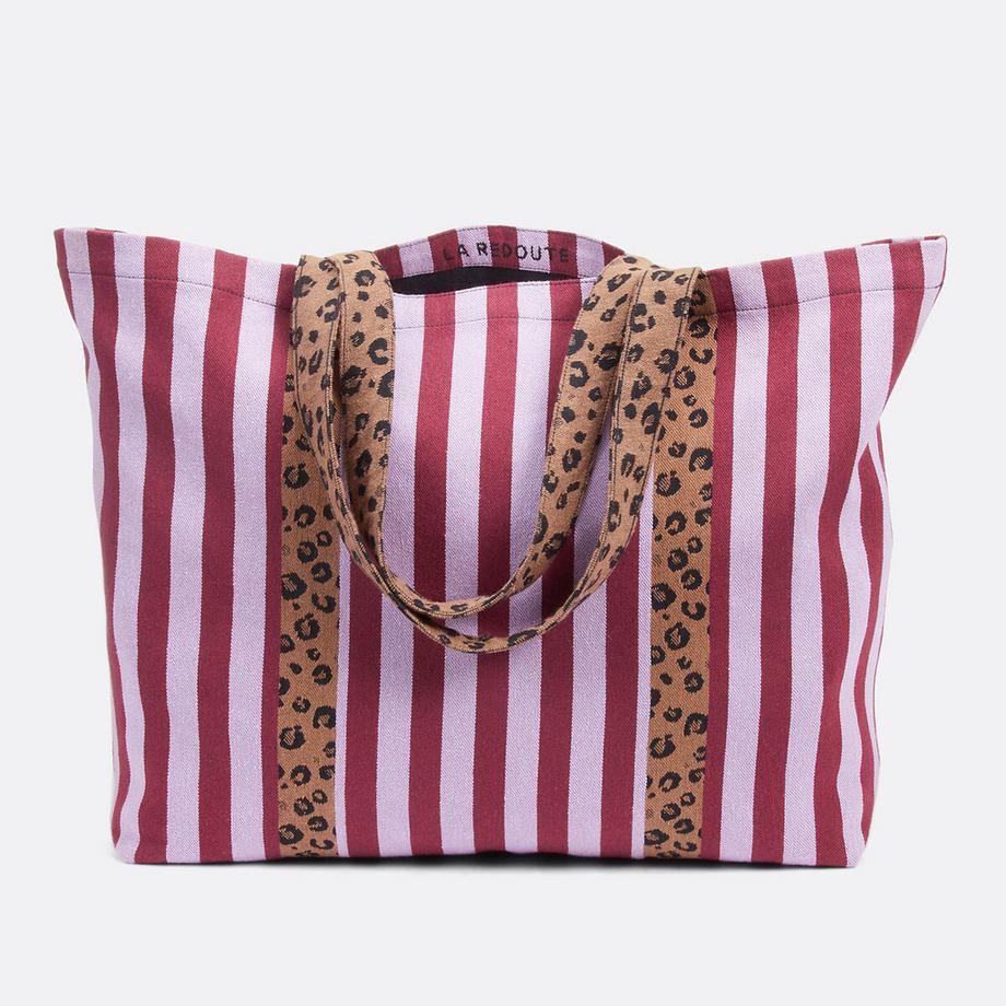 La Redoute Collections Gestreifte Tote Bag mit Leopardenmuster Henkeln  