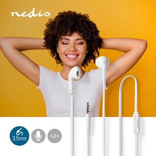Nedis  Kabel -Kopfhörer | 3,5 mm | Kabellänge: 1,20 m | Invided Mikrofon | Volumensteuerung | Weiß 