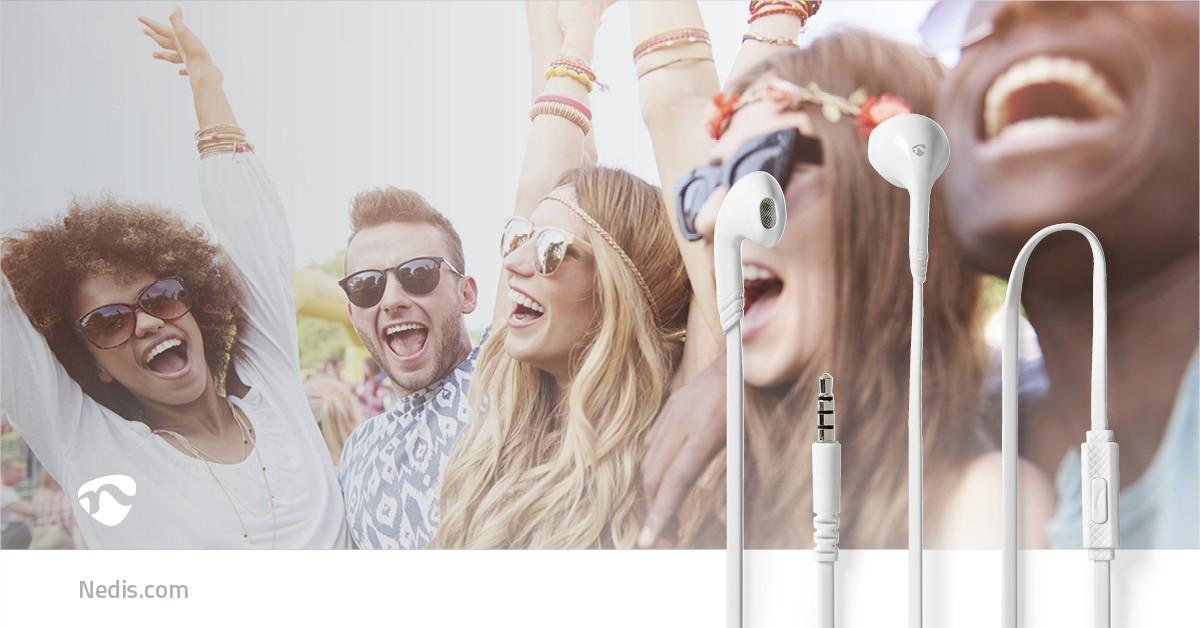 Nedis  Kabel -Kopfhörer | 3,5 mm | Kabellänge: 1,20 m | Invided Mikrofon | Volumensteuerung | Weiß 