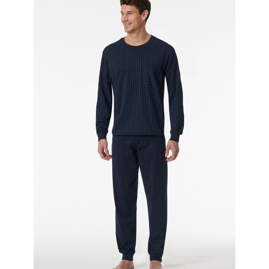 Schiesser Comfort Essentials Gestreifter Pyjama Schlafanzug  