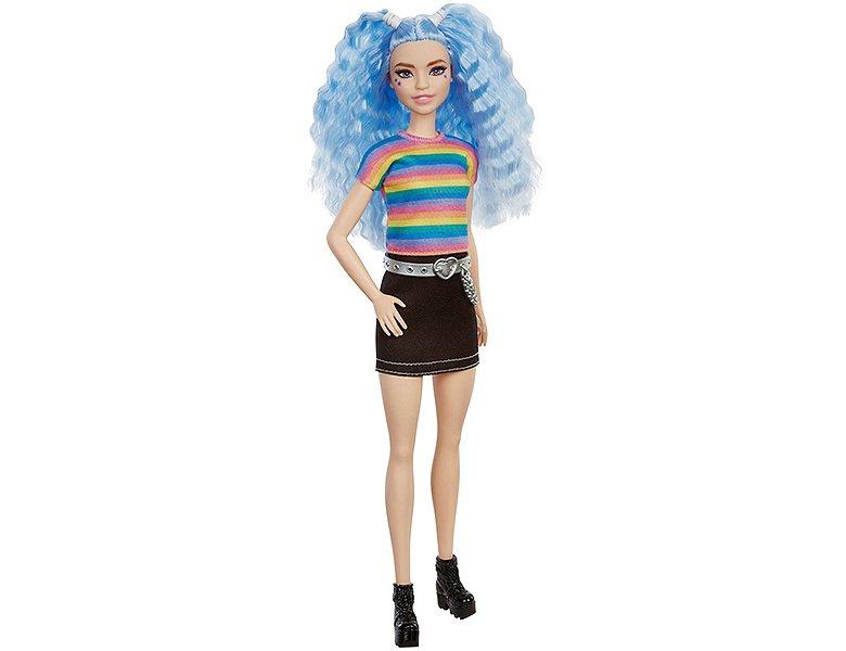 Barbie  Fashionistas Puppe Rainbow Striped Top / Black Skirt 