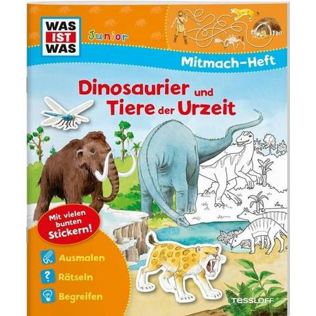 NA  WAS IST WAS Junior Mitmach-Heft Dinosaurier und Tiere der Urzeit 