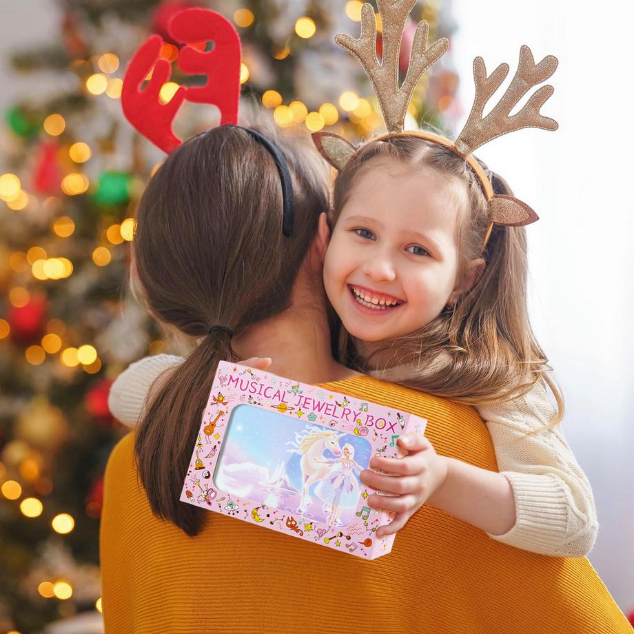 Only-bags.store  Schmuckkästchen mit Musikbox mit Einhorn-Schmuckset, Kinderschmuckkästchen Musik 