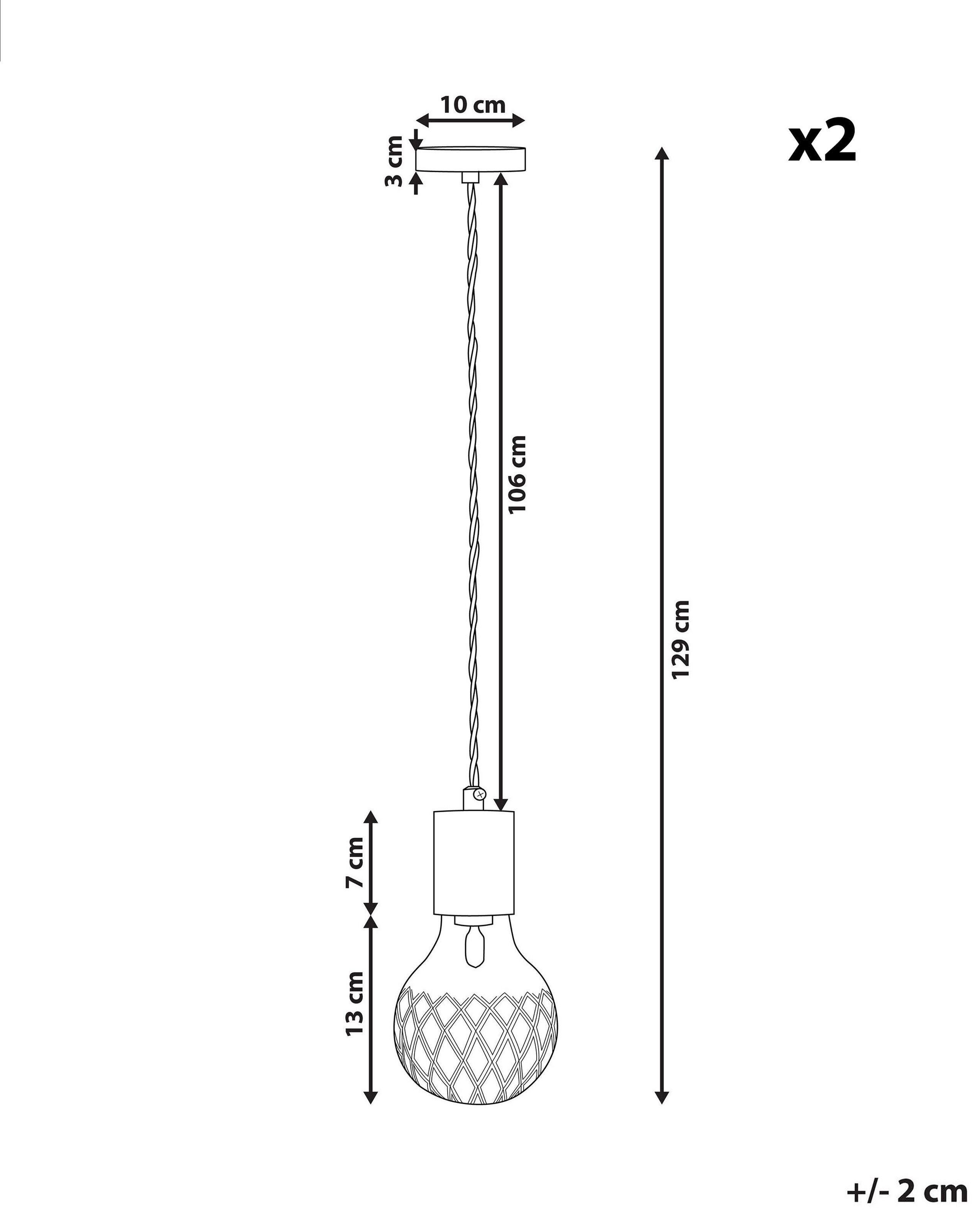 Beliani Set di 2 lampade en Vetro Moderno ANZA  