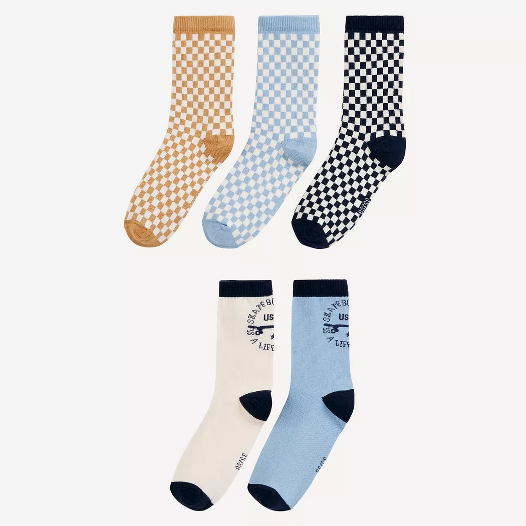 La Redoute Collections - 5 Paar gemusterte Socken, 23-26, Blau