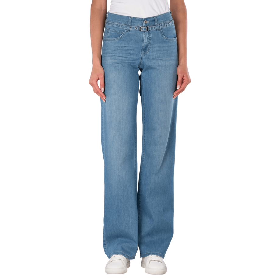 Liz Belt Jeans Wide Leg Basic Denim