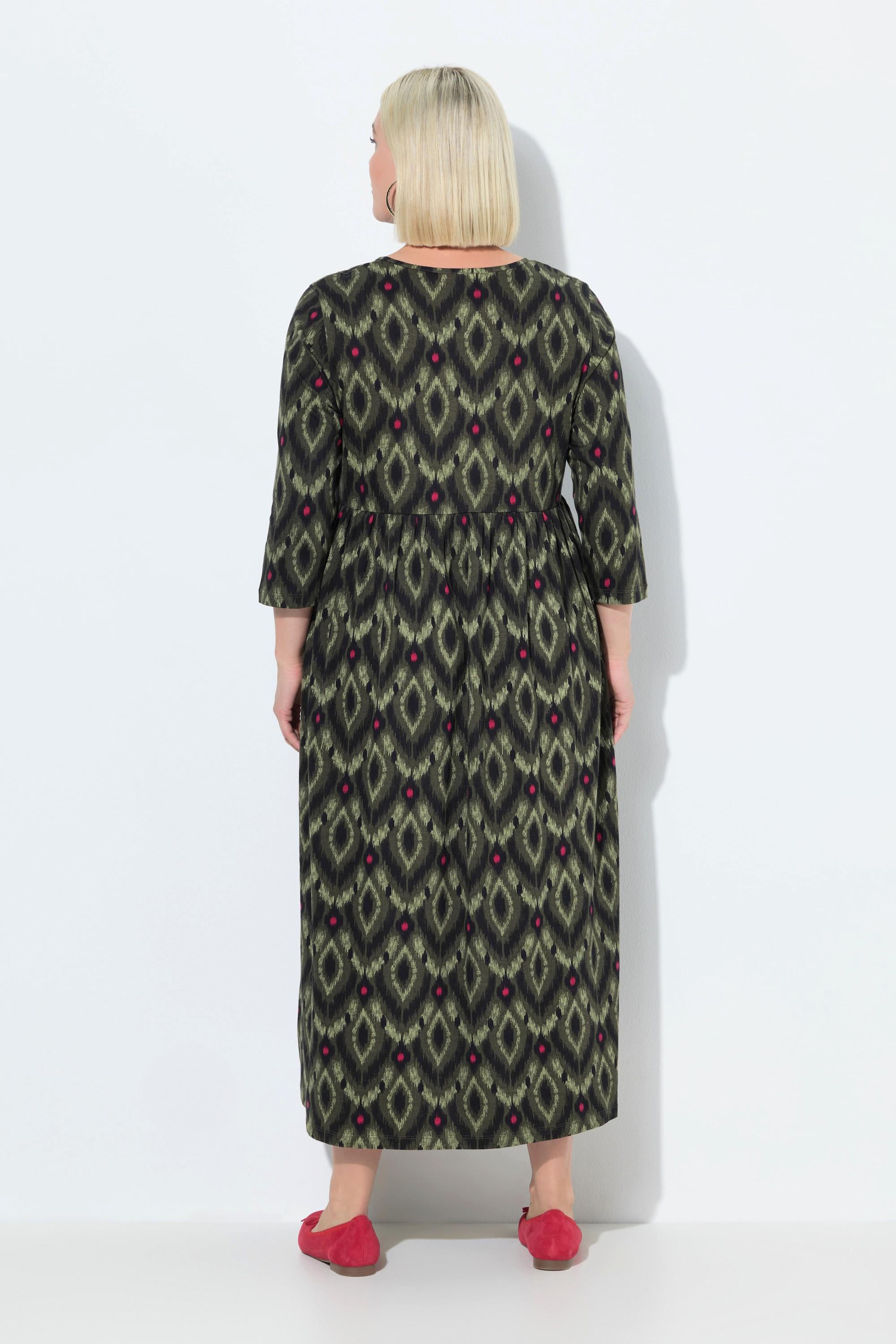 Ulla Popken Abito lungo in jersey Linea A Girocollo Maniche 3/4  