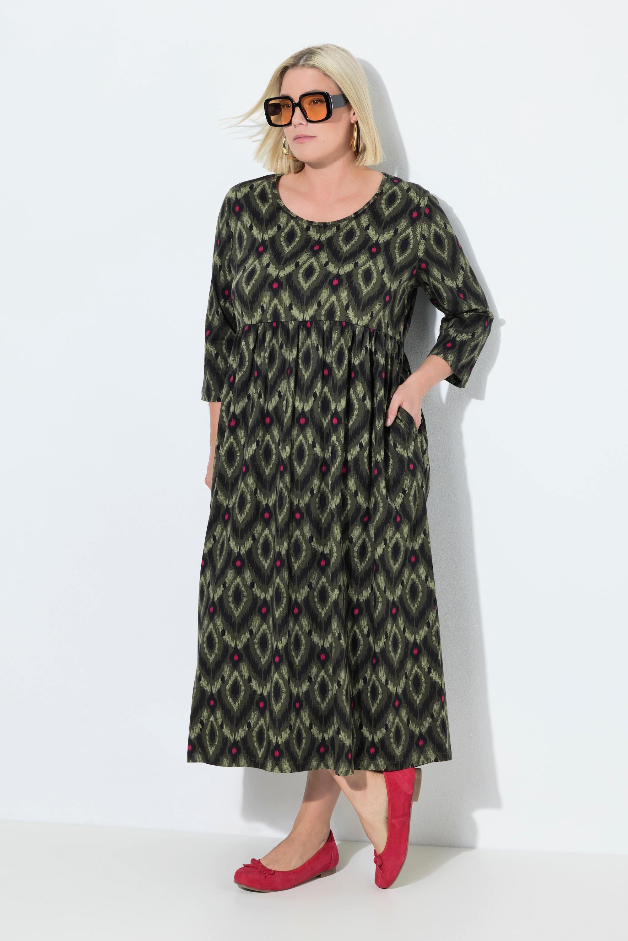 Ulla Popken Abito lungo in jersey Linea A Girocollo Maniche 3/4  