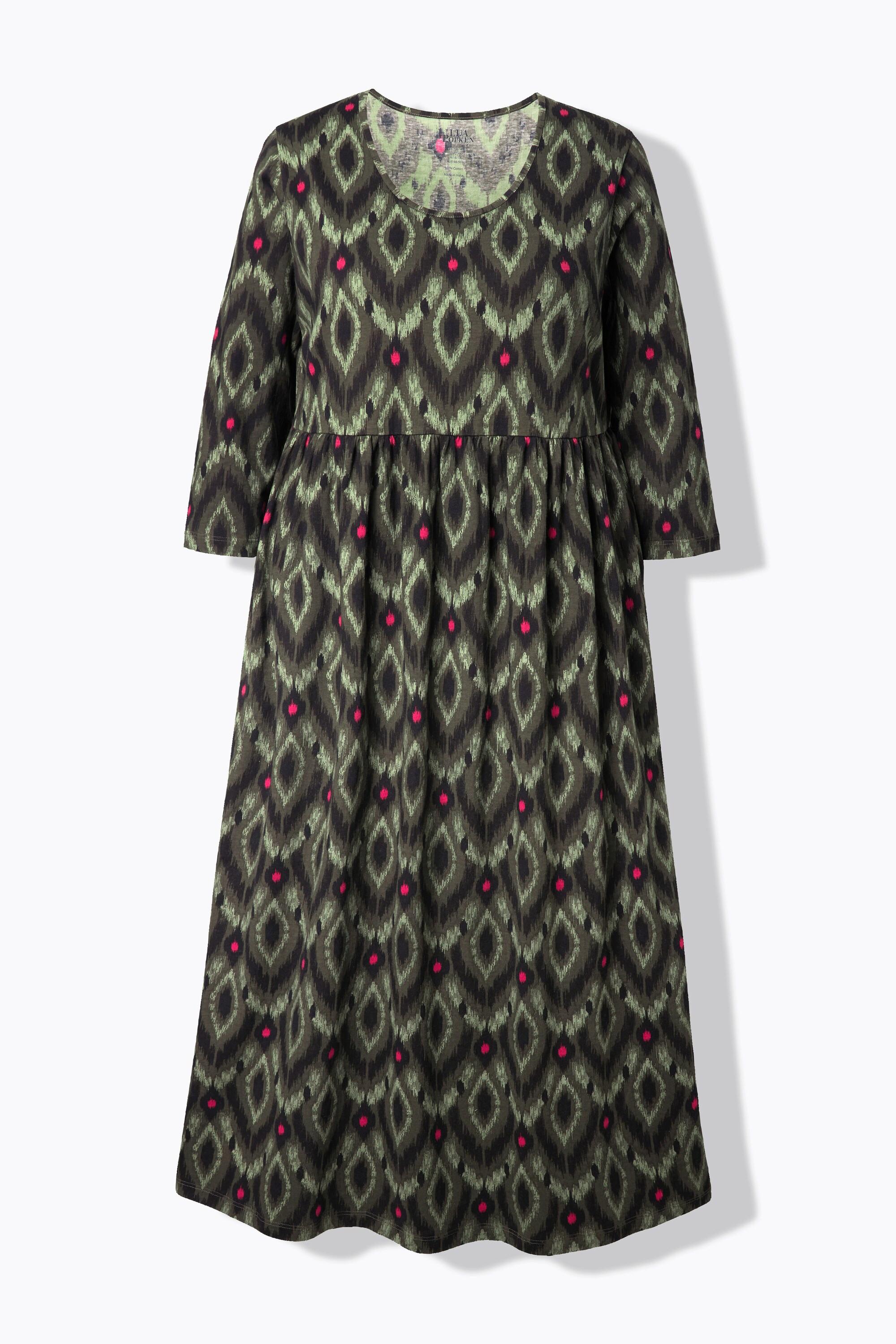 Ulla Popken Abito lungo in jersey Linea A Girocollo Maniche 3/4  