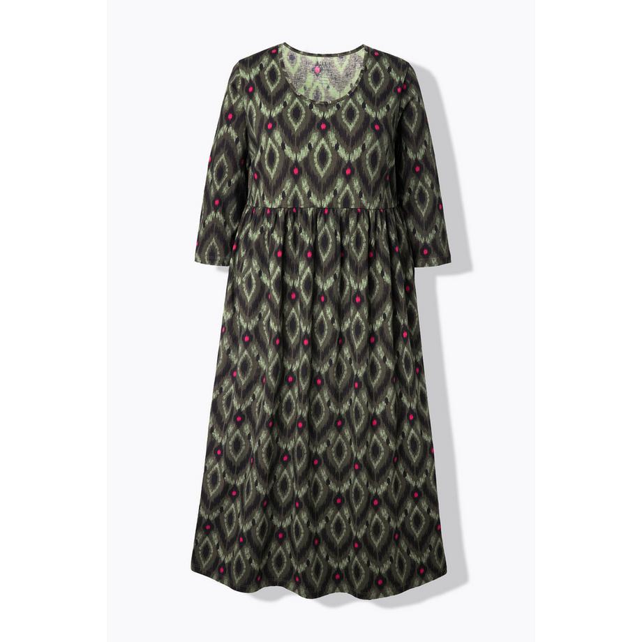 Ulla Popken Robe maxi en jersey Ligne A Col Rond Manches 3/4  