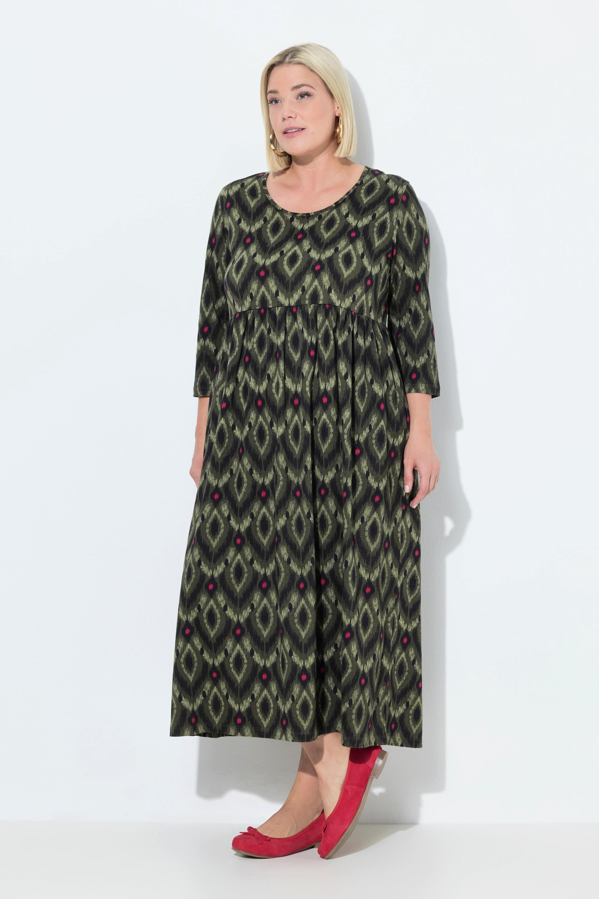 Ulla Popken Abito lungo in jersey Linea A Girocollo Maniche 3/4  