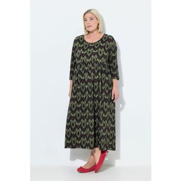 Robe maxi en jersey, décolleté en V et manches 3/4, coupe évasée