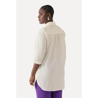 Ulla Popken  Bluse, Leinenmix, A-Linie, Hemdkragen, 3/4-Arm 