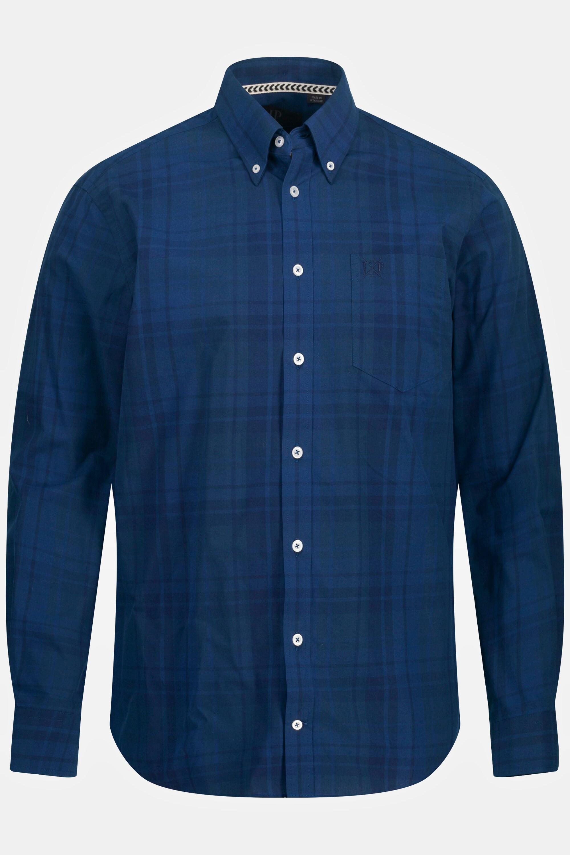 JP1880  Camicia a quadri dalla vestibilità moderna con maniche lunghe e colletto button-down, fino alla tg. 8XL 