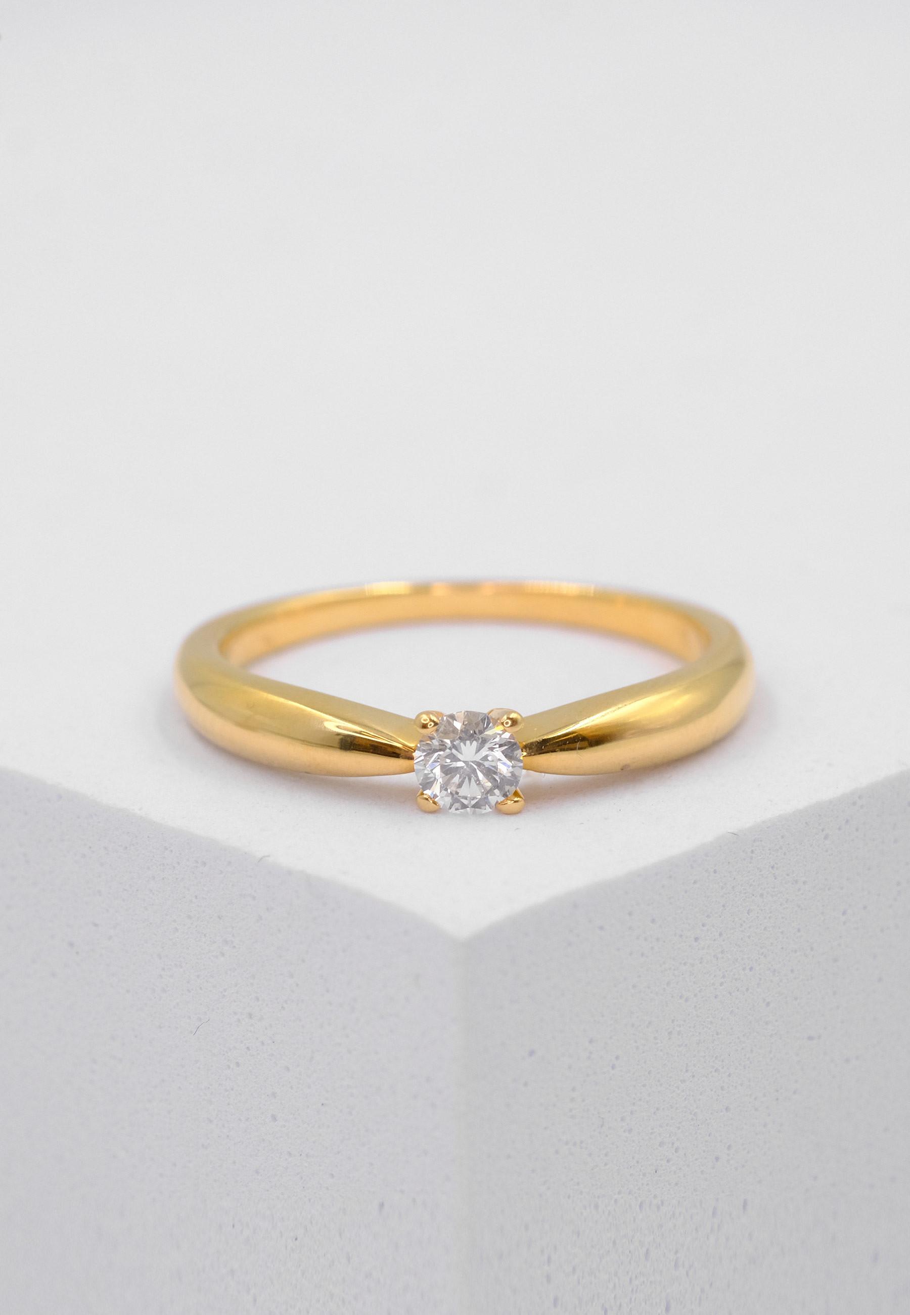 MUAU Schmuck  Solitaire Ring Diamant 0.20ct. Gelbgold 750 