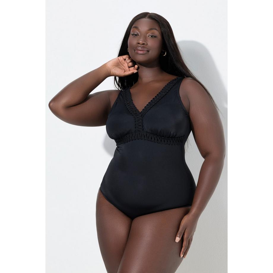 Ulla Popken Maillot de bain Galon Fantaisie Bonnets Souples Dos Plongeant  