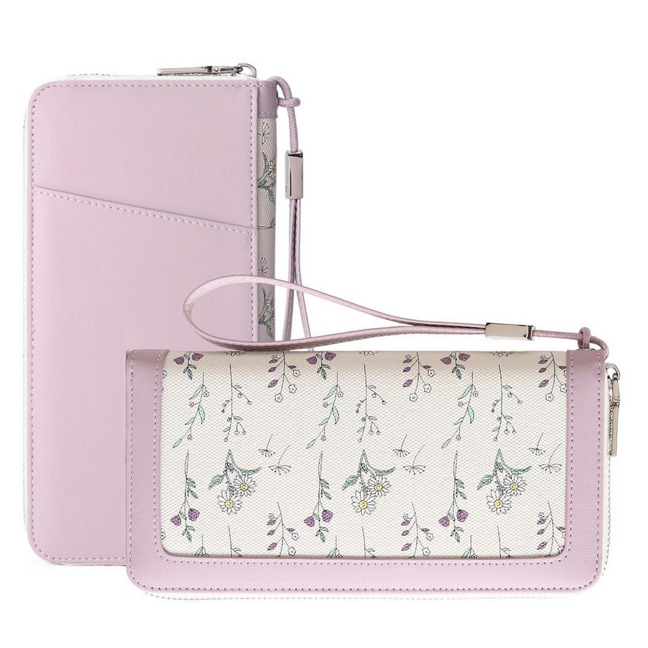Große Brieftasche, Brieftasche mit Blumenmuster und Reißverschluss