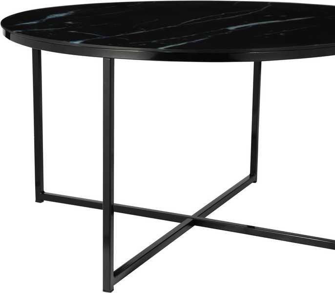 mutoni Table basse marbre noir rond 80x80  