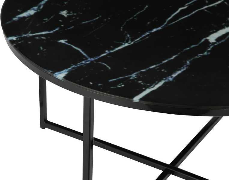 mutoni Table basse marbre noir rond 80x80  